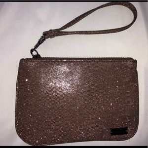 Express gold glittery wristlet